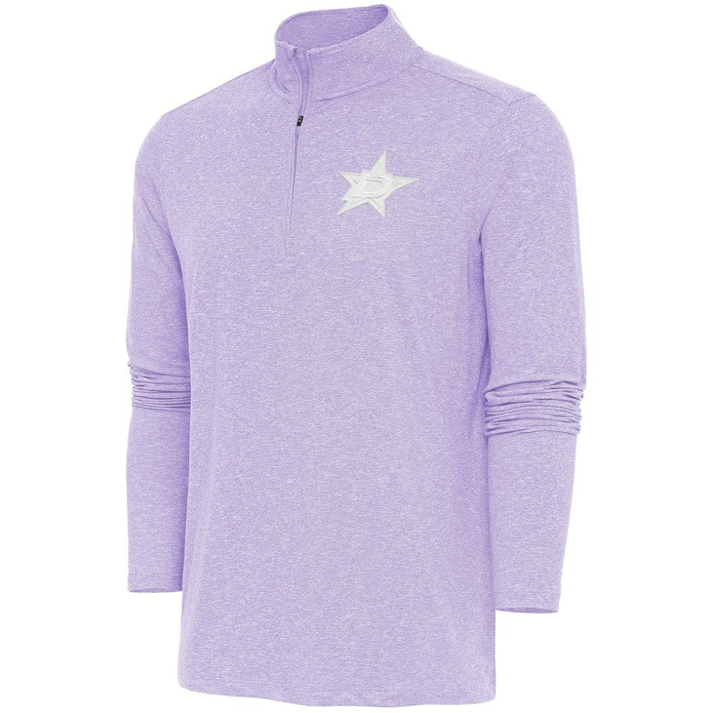 Dallas Stars Antigua White Logo Hunk Quarter-Zip Pullover - Lavender Pullover