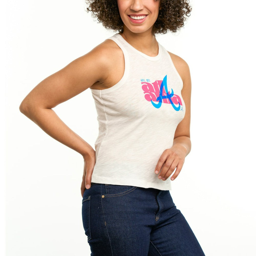 Atlanta Braves Lusso Women's Lourdes Tank Top White