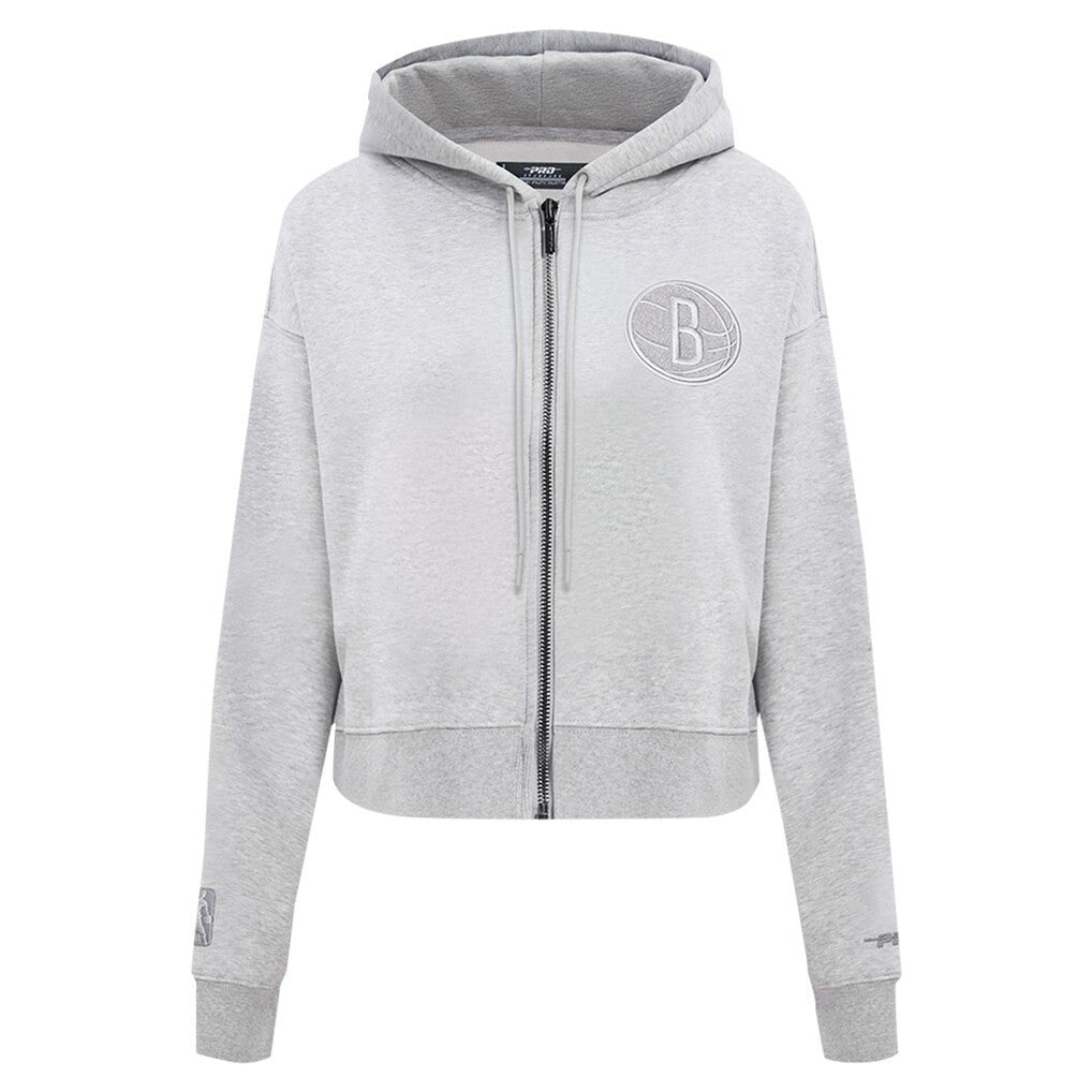 Brooklyn Nets Pro Standard Women's Triple Tonal Full-Zip Hoodie - Heather Gray for sale