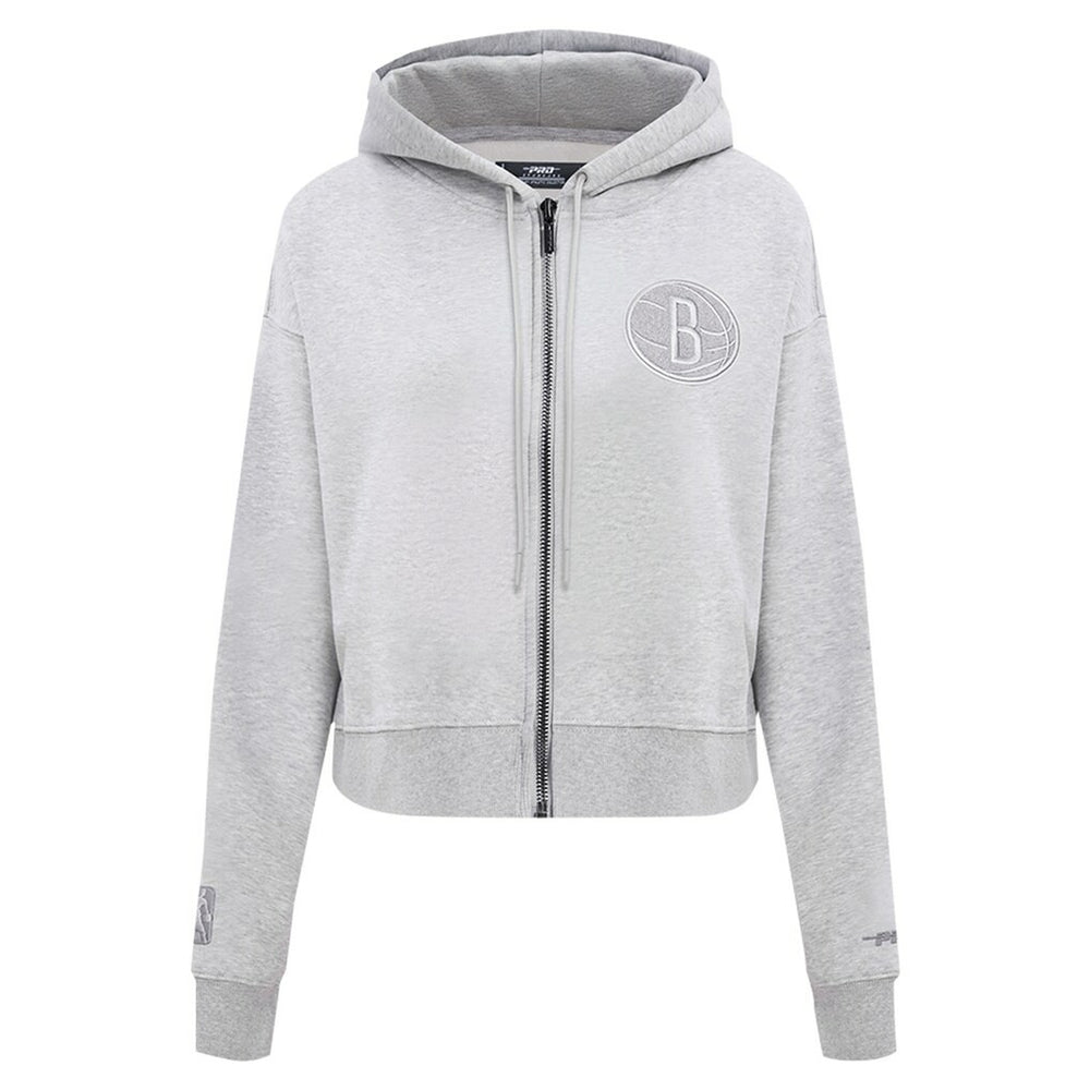Brooklyn Nets Pro Standard Women's Triple Tonal Full-Zip Hoodie - Heather Gray for sale