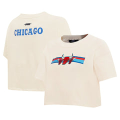 Chicago Bulls Pro Standard Women's Retro Striper SJ Cropped Boxy T-Shirt sale - Cream sale