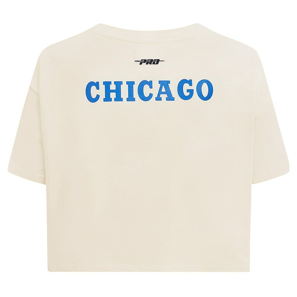 Chicago Bulls Pro Standard Women's Retro Striper SJ Cropped Boxy T-Shirt sale - Cream sale