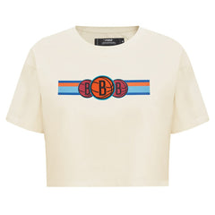 Brooklyn Nets Pro Standard Women's Retro Striper SJ Cropped Boxy T-Shirt - Cream for sale