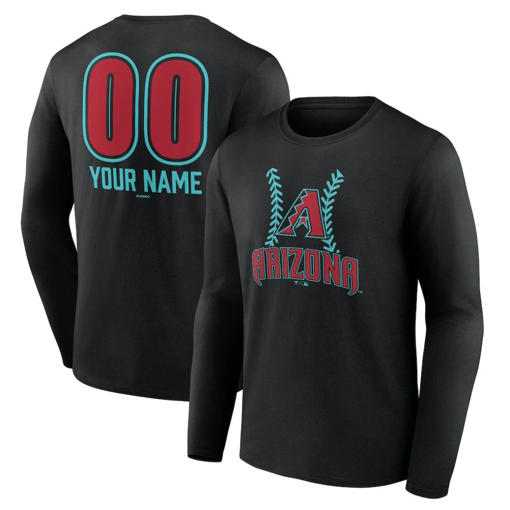 Arizona Diamondbacks Personalized Name & Number Fastball Long Sleeve T-Shirt Black