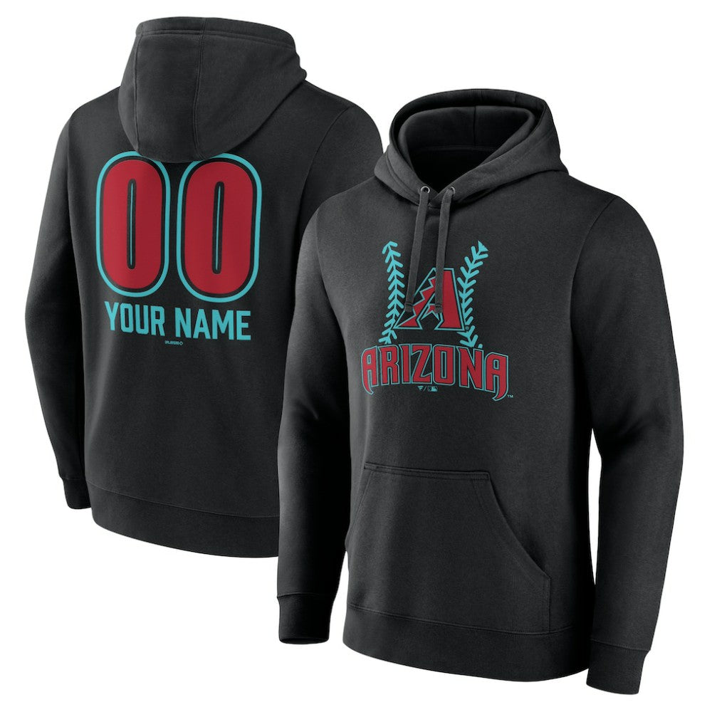 Arizona Diamondbacks Personalized Name & Number Fastball Pullover Hoodie Black