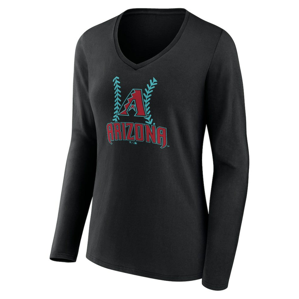Arizona Diamondbacks Women's Personalized Name & Number Fastball Long Sleeve V-Neck T-Shirt Black