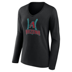 Arizona Diamondbacks Women's Personalized Name & Number Fastball Long Sleeve V-Neck T-Shirt Black