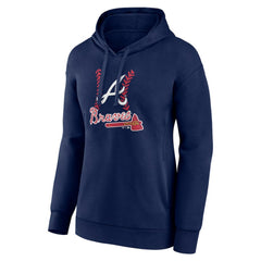 Atlanta Braves Women's Personalized Name & Number Fastball Pullover Hoodie Navy