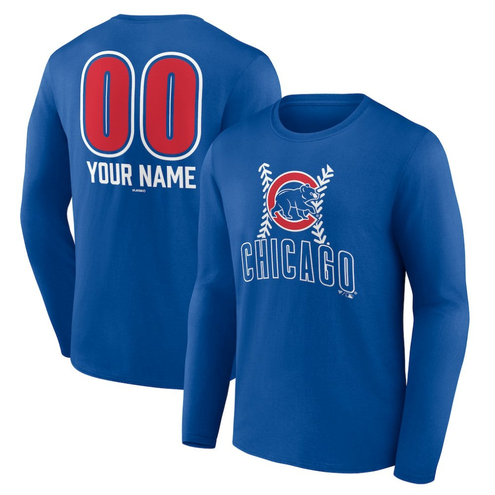 Chicago Cubs Personalized Name & Number Fastball Long Sleeve T-Shirt Royal