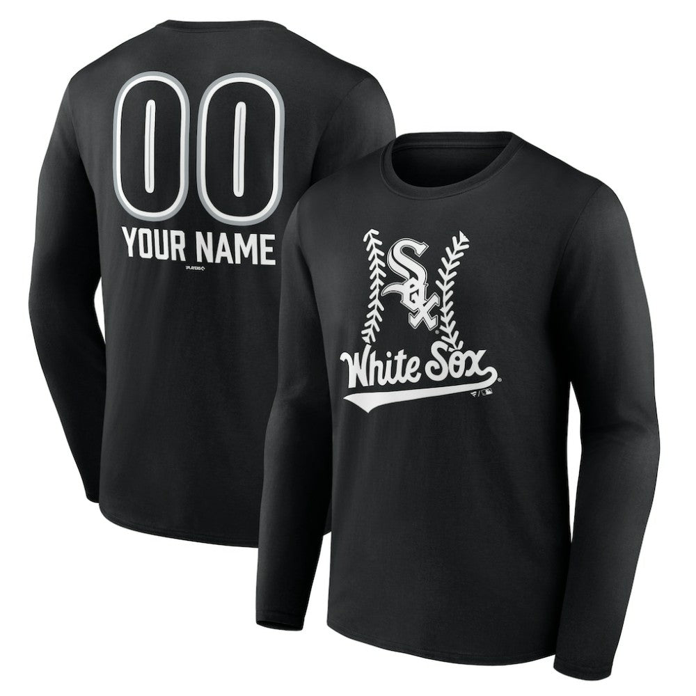 Chicago White Sox Personalized Name & Number Fastball Long Sleeve T-Shirt Black