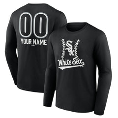 Chicago White Sox Personalized Name & Number Fastball Long Sleeve T-Shirt Black