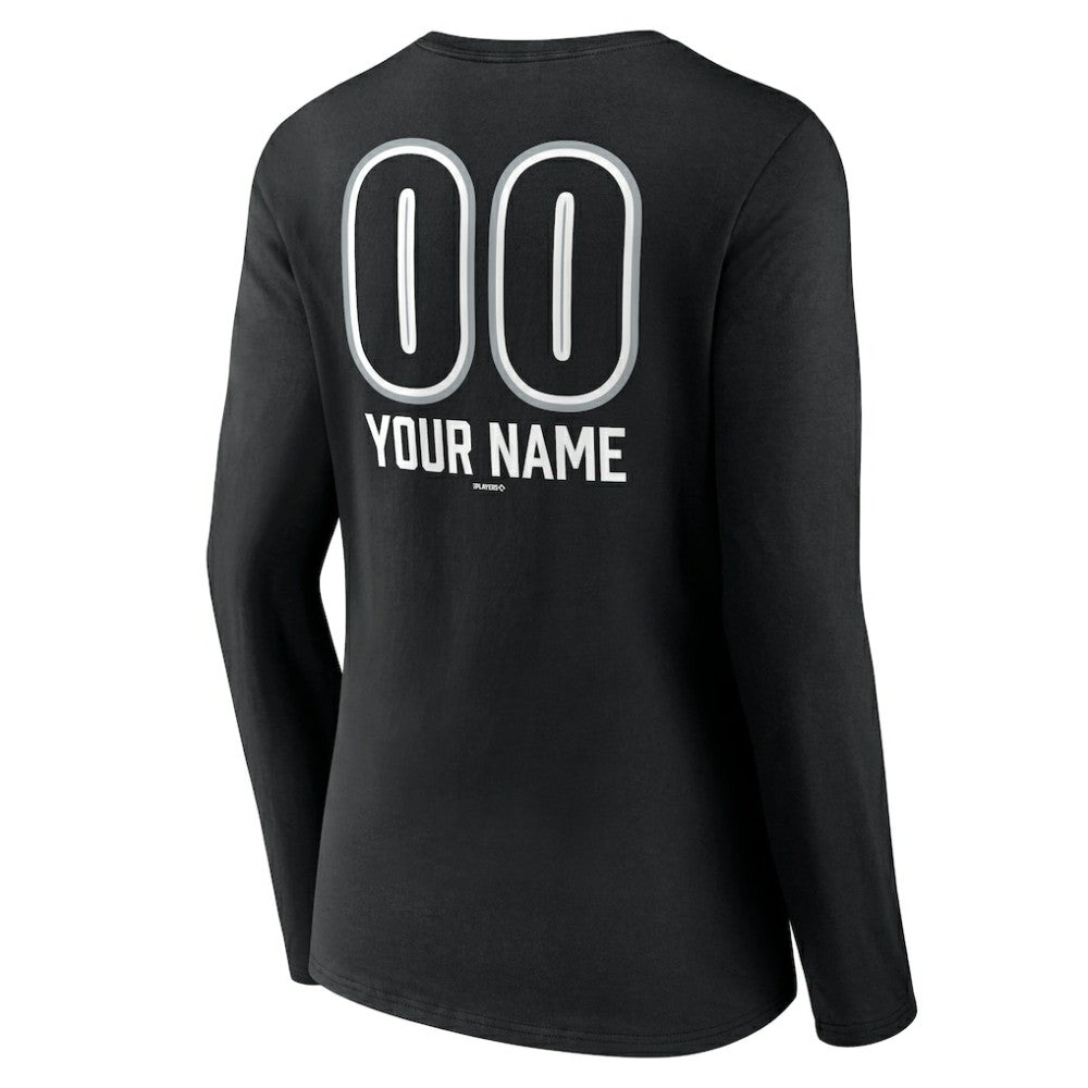 Chicago White Sox Women's Personalized Name & Number Fastball Long Sleeve V-Neck T-Shirt Black