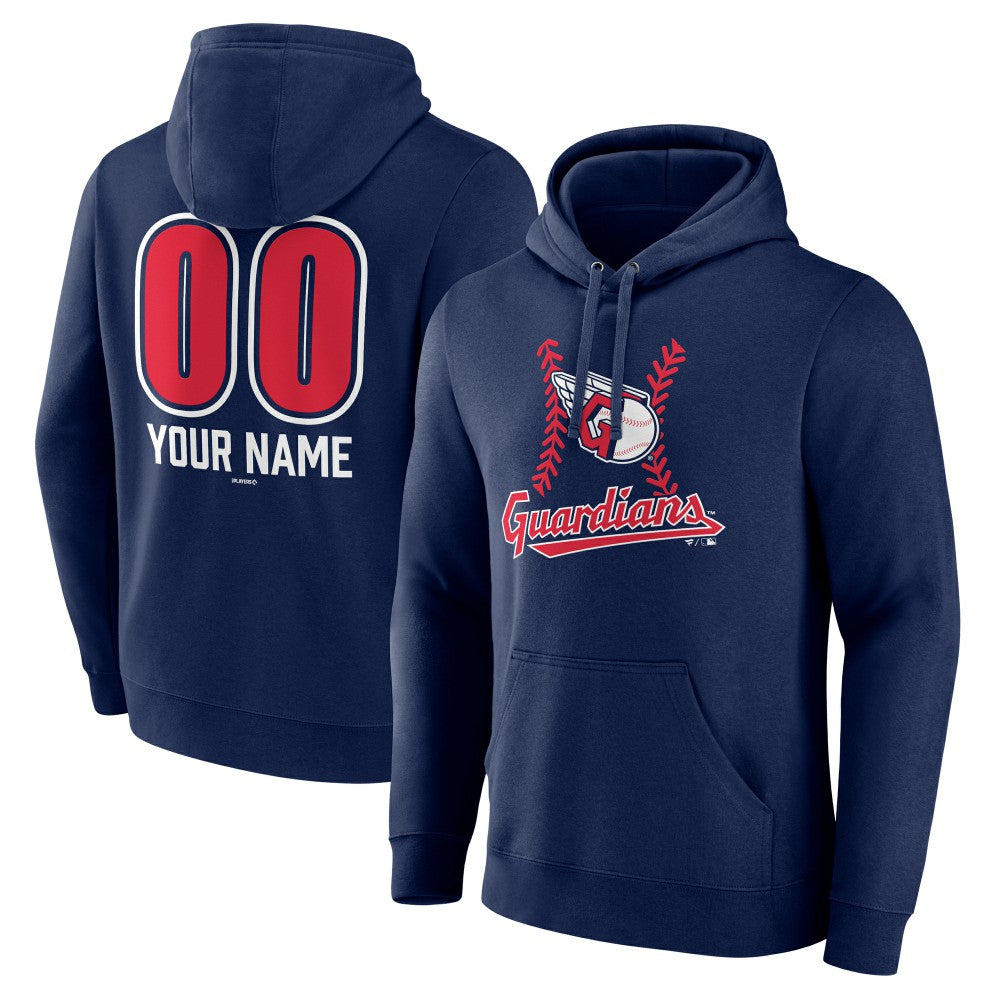 Cleveland Guardians Personalized Name & Number Fastball Pullover Hoodie Navy