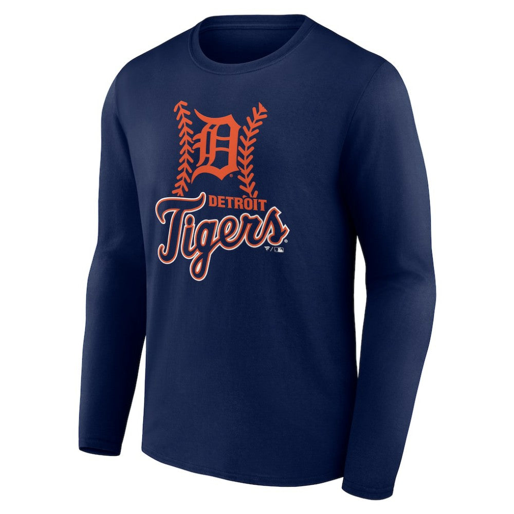 Detroit Tigers Personalized Name & Number Fastball Long Sleeve T-Shirt Navy