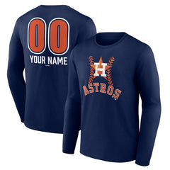 Houston Astros Personalized Name & Number Fastball Long Sleeve T-Shirt Navy