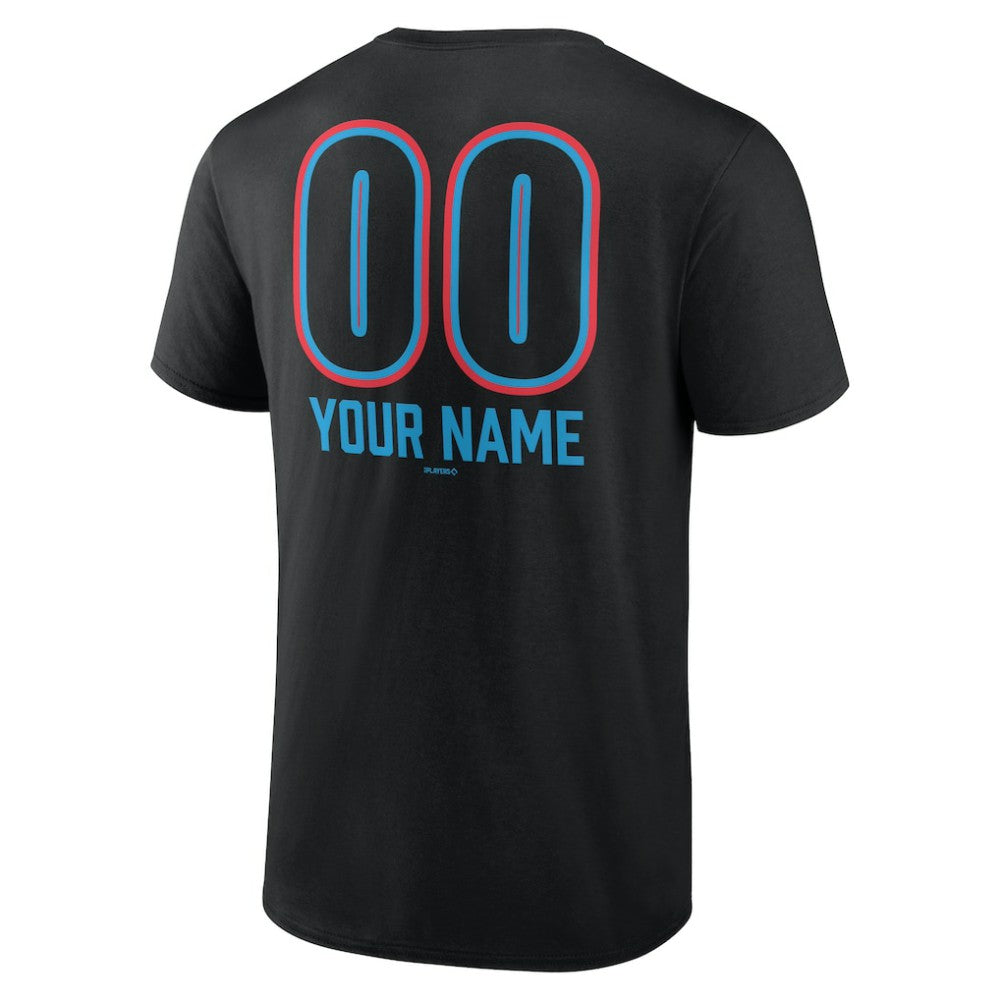 Miami Marlins Personalized Name & Number Fastball T-Shirt Black