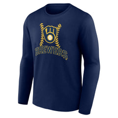 Milwaukee Brewers Personalized Name & Number Fastball Long Sleeve T-Shirt Navy