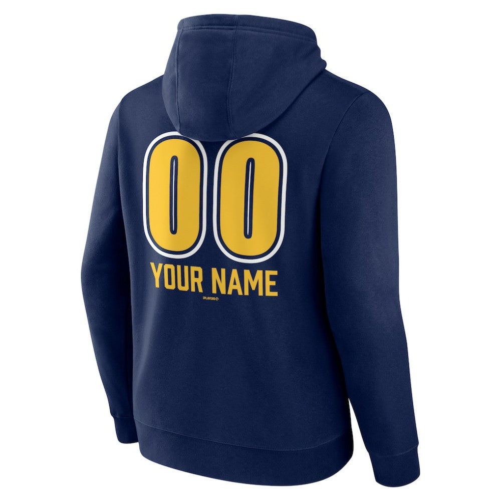 Milwaukee Brewers Personalized Name & Number Fastball Pullover Hoodie Navy