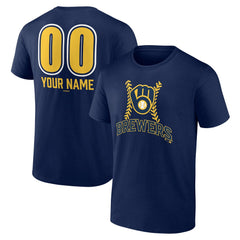 Milwaukee Brewers Personalized Name & Number Fastball T-Shirt Navy
