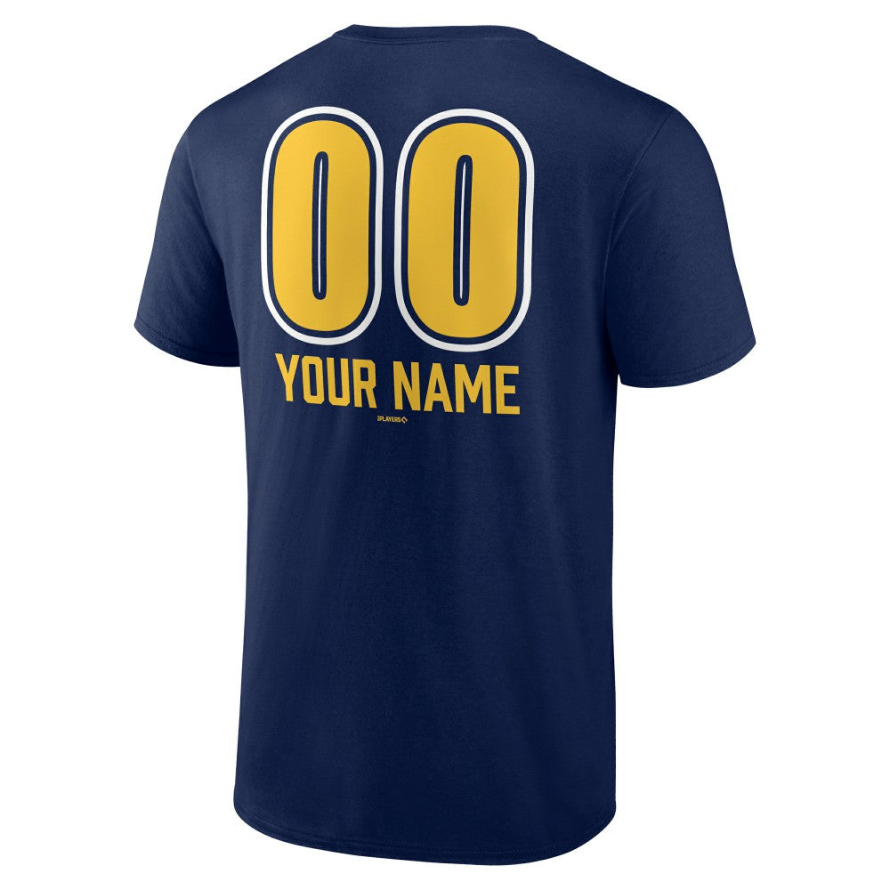 Milwaukee Brewers Personalized Name & Number Fastball T-Shirt Navy