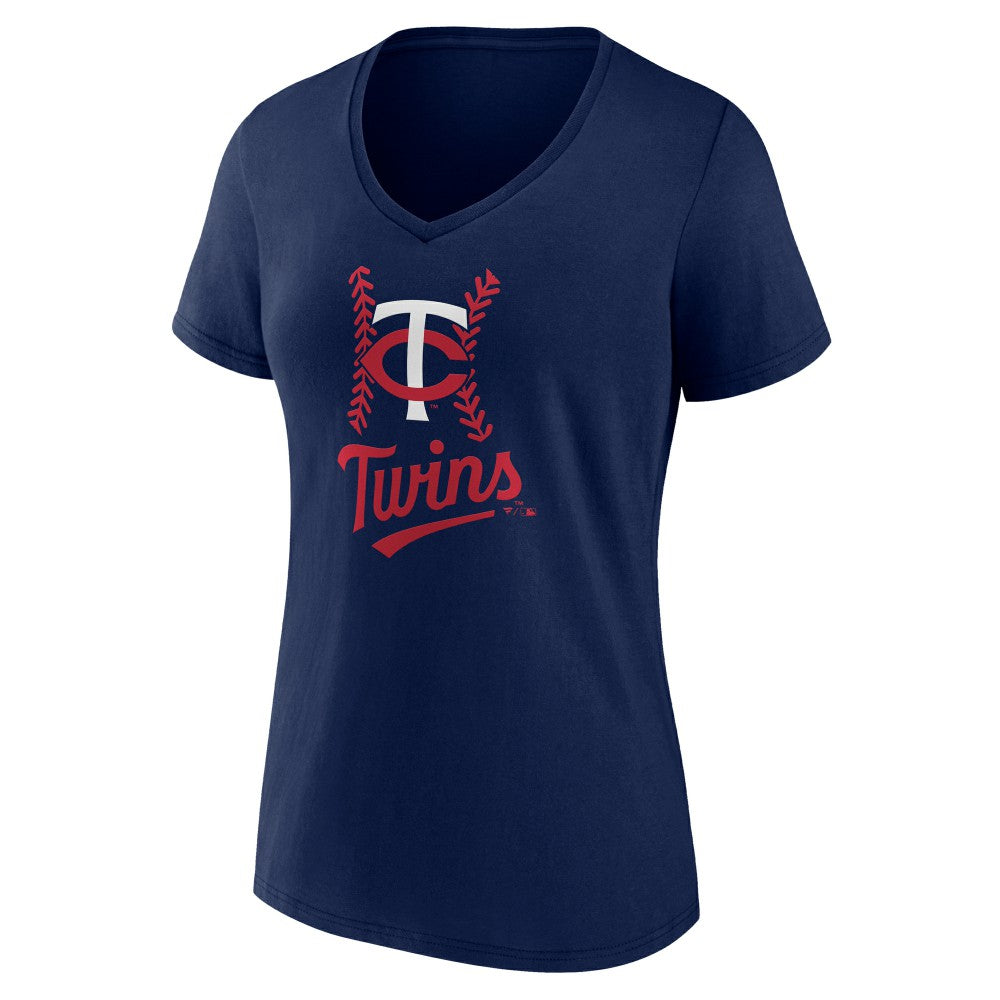 Minnesota Twins Women's Personalized Name & Number Fastball V-Neck T-Shirt Navy