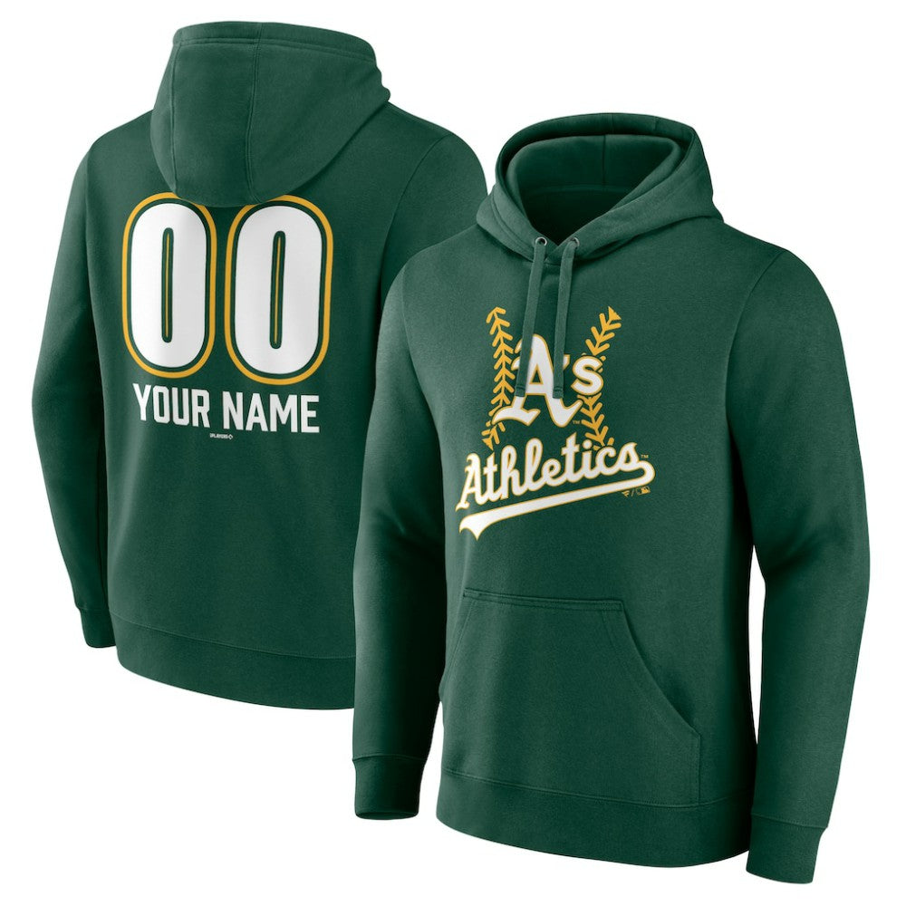 Athletics Personalized Name & Number Fastball Pullover Hoodie Green