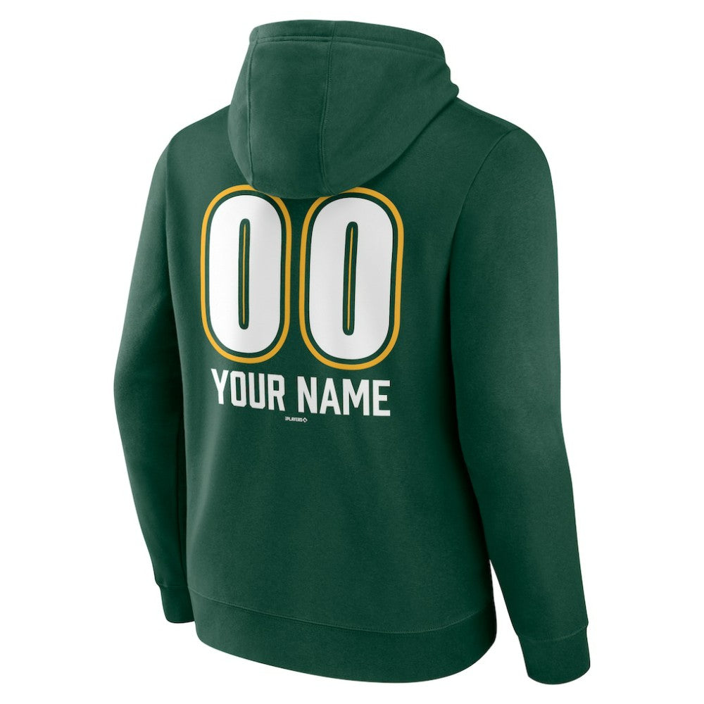 Athletics Personalized Name & Number Fastball Pullover Hoodie Green