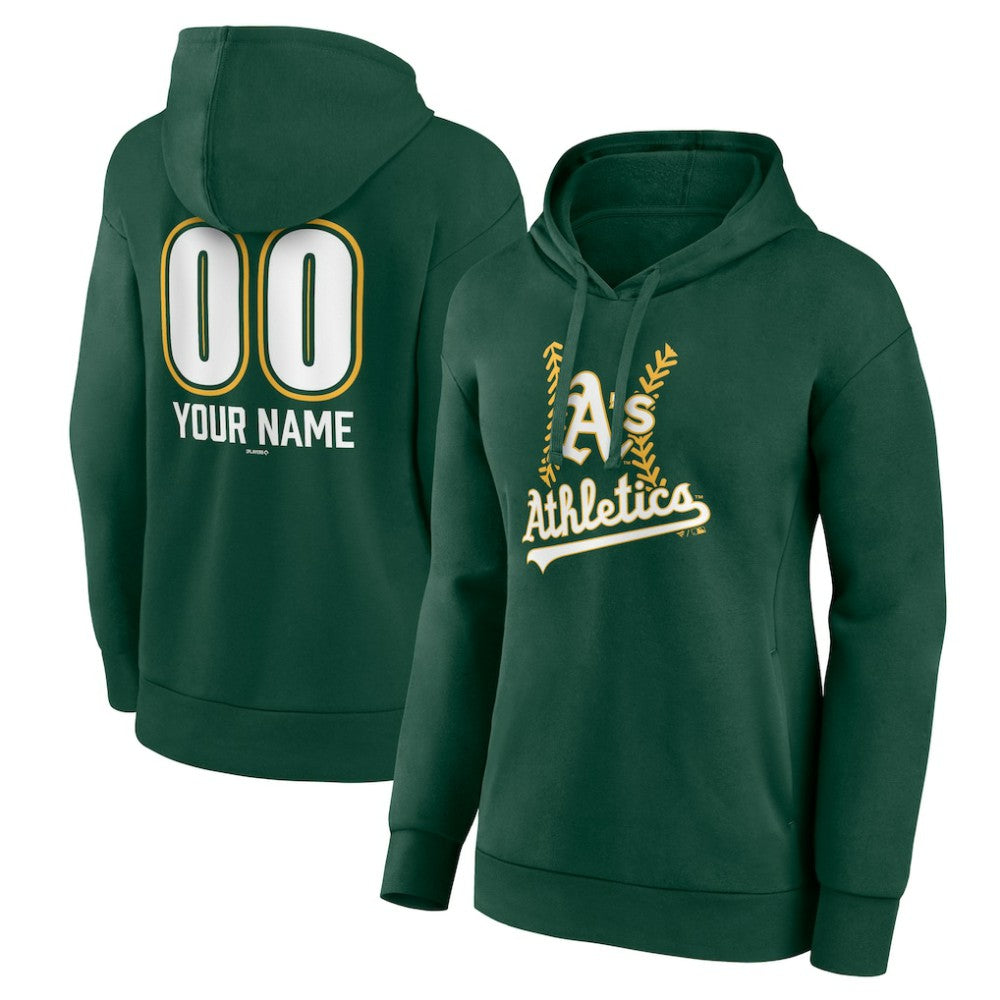 Athletics Women's Personalized Name & Number Fastball Pullover Hoodie Green