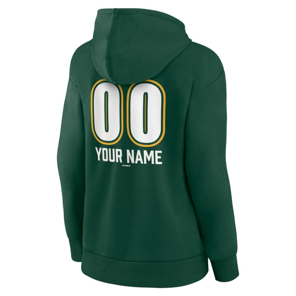 Athletics Women's Personalized Name & Number Fastball Pullover Hoodie Green