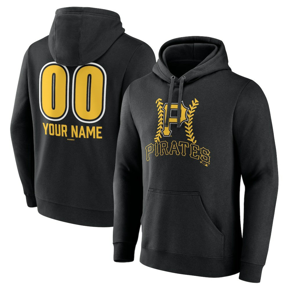 Pittsburgh Pirates Personalized Name & Number Fastball Pullover Hoodie Black
