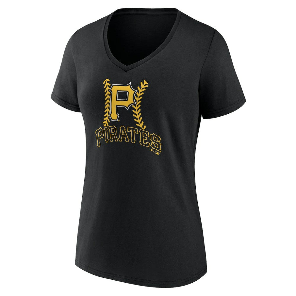 Pittsburgh Pirates Women's Personalized Name & Number Fastball V-Neck T-Shirt Black