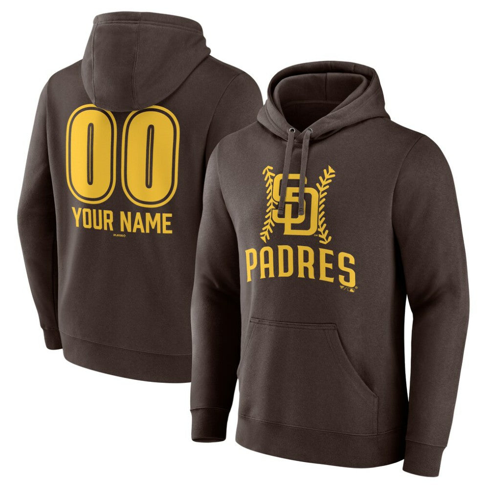 San Diego Padres Personalized Name & Number Fastball Pullover Hoodie Brown
