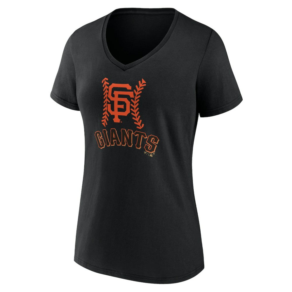 San Francisco Giants Women's Personalized Name & Number Fastball V-Neck T-Shirt Black