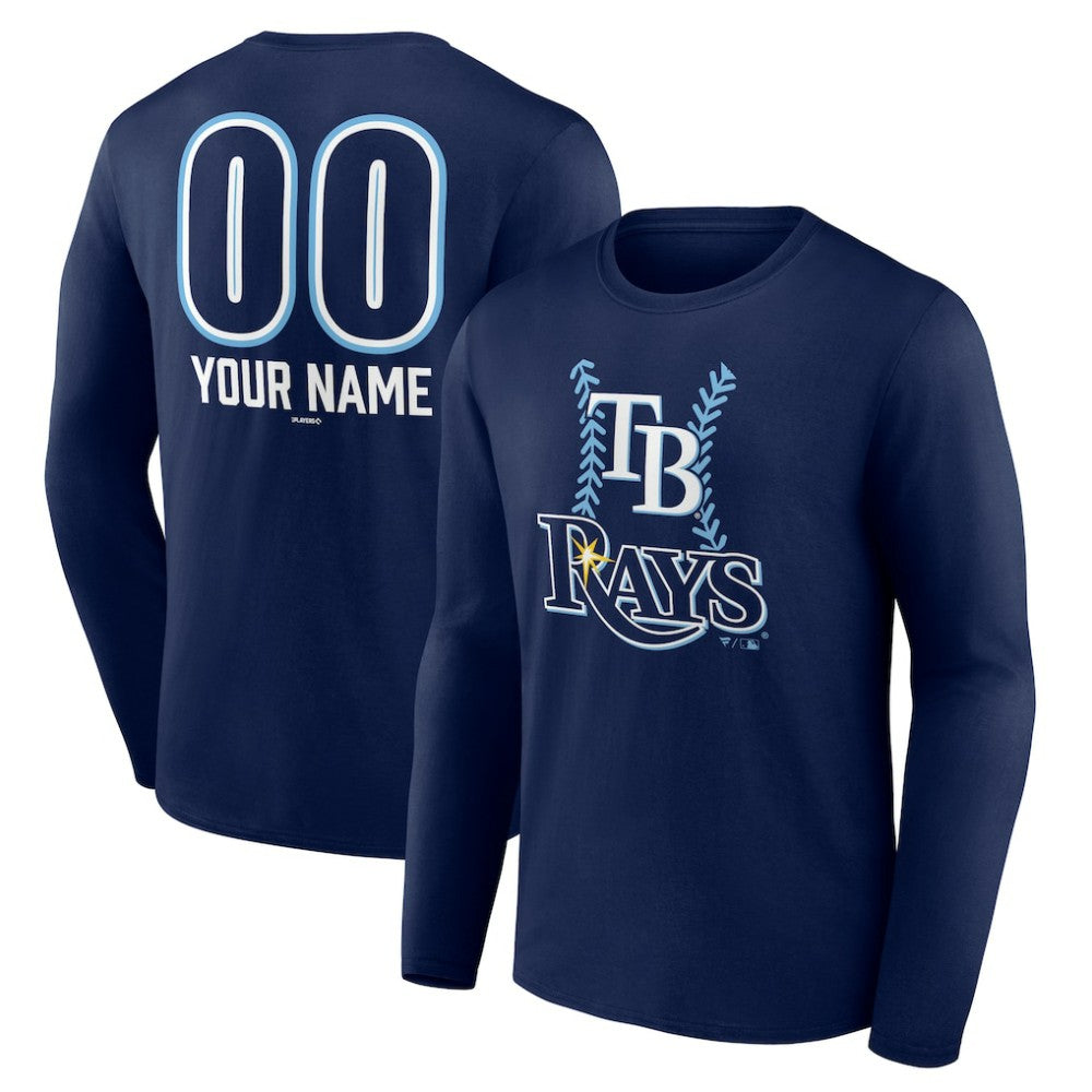Tampa Bay Rays Personalized Name & Number Fastball Long Sleeve T-Shirt Navy