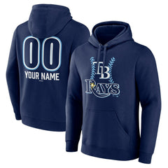 Tampa Bay Rays Personalized Name & Number Fastball Pullover Hoodie Navy