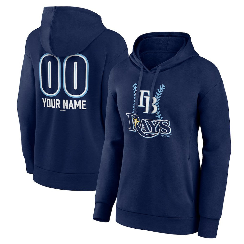 Tampa Bay Rays Women's Personalized Name & Number Fastball Pullover Hoodie Navy