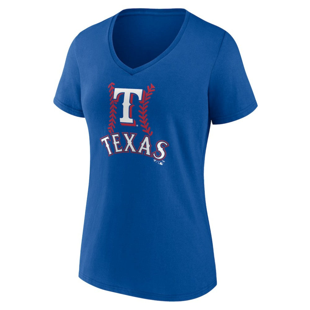 Texas Rangers Women's Personalized Name & Number Fastball V-Neck T-Shirt Royal