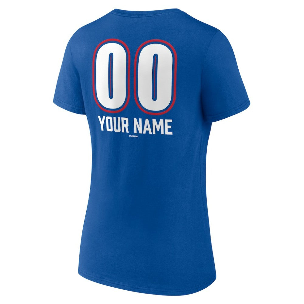 Texas Rangers Women's Personalized Name & Number Fastball V-Neck T-Shirt Royal