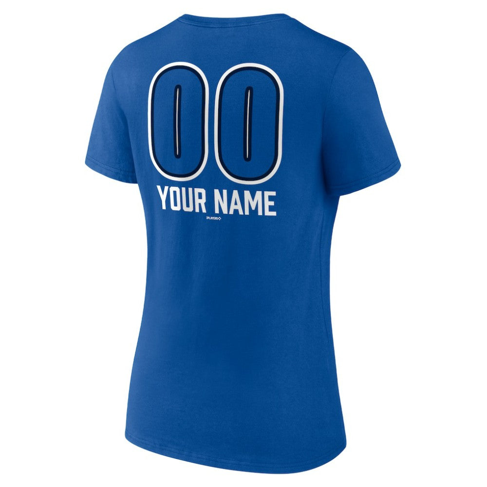 Toronto Blue Jays Women's Personalized Name & Number Fastball V-Neck T-Shirt Royal