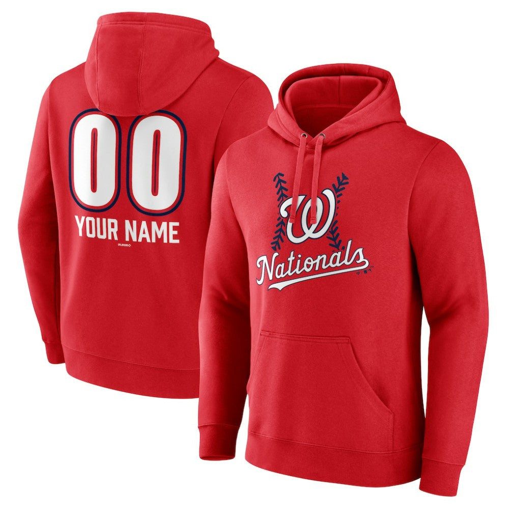 Washington Nationals Personalized Name & Number Fastball Pullover Hoodie Red