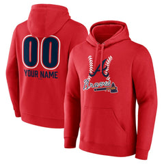 Atlanta Braves Personalized Name & Number Fastball Pullover Hoodie Red
