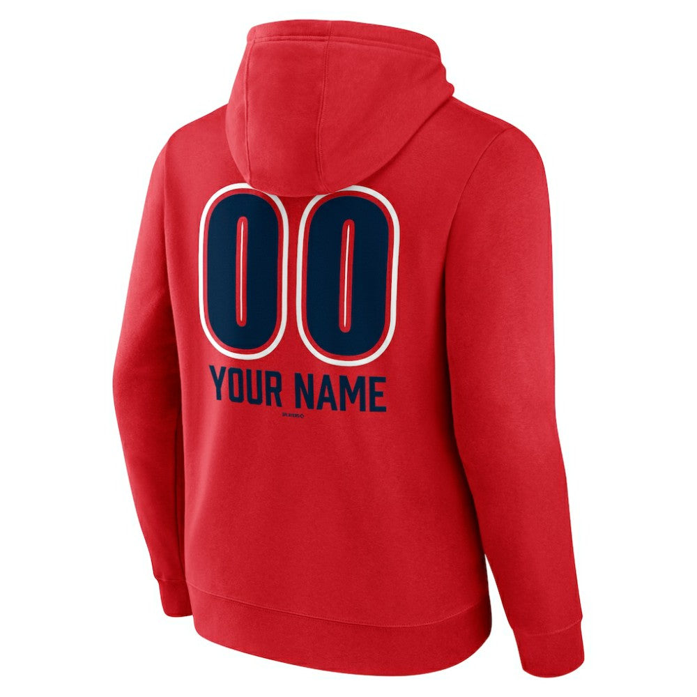 Atlanta Braves Personalized Name & Number Fastball Pullover Hoodie Red