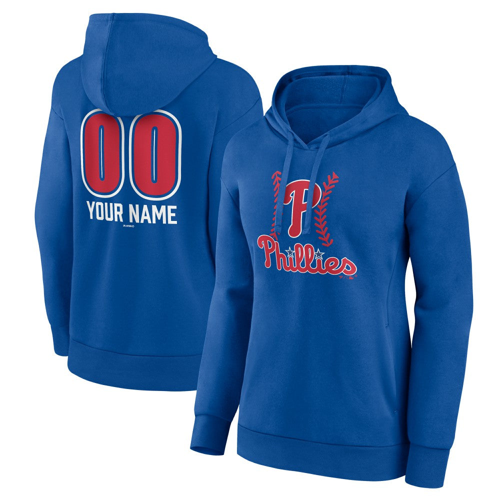 Philadelphia Phillies Women's Personalized Name & Number Fastball Pullover Hoodie Royal