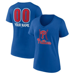 Philadelphia Phillies Women's Personalized Name & Number Fastball V-Neck T-Shirt Royal