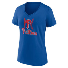 Philadelphia Phillies Women's Personalized Name & Number Fastball V-Neck T-Shirt Royal