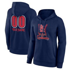 St. Louis Cardinals Women's Personalized Name & Number Fastball Pullover Hoodie Navy