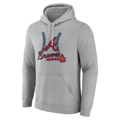 Atlanta Braves Personalized Name & Number Fastball Pullover Hoodie Gray