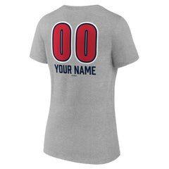 Atlanta Braves Women's Personalized Name & Number Fastball V-Neck T-Shirt Gray