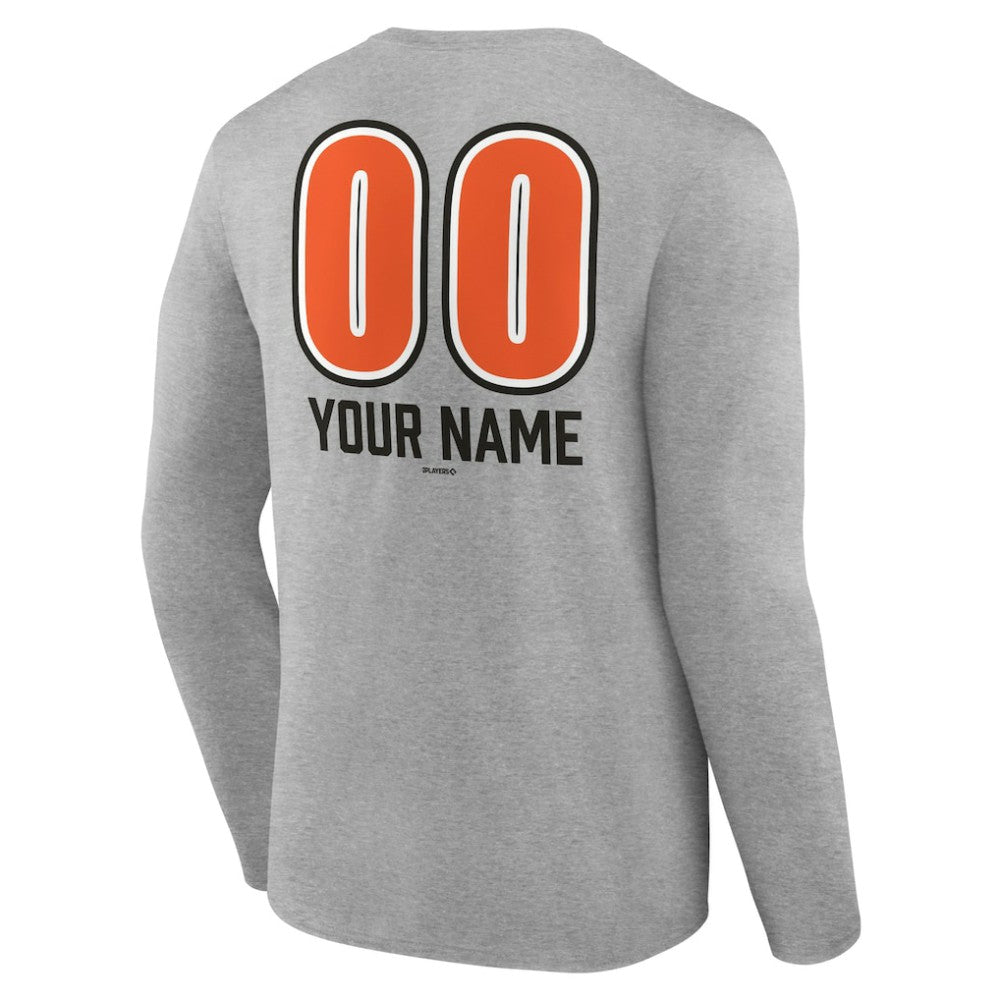 Baltimore Orioles Personalized Name & Number Fastball Long Sleeve T-Shirt Gray