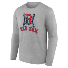 Boston Red Sox Personalized Name & Number Fastball Long Sleeve T-Shirt Gray